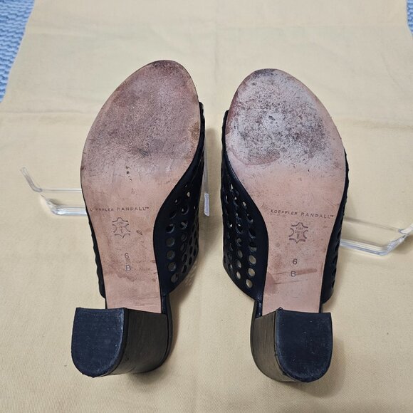Loeffler Randall Black Perforated Leather Slip On , Open Toe Heels - Size 6 - Picture 9 of 9